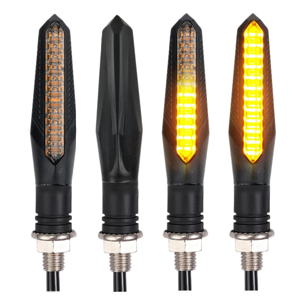 2PCS Universal LED Turn Signal Light for Motorcycle Flowing Arrow Amber Lamp Flashing Signals Brake Light Blinker Indicators