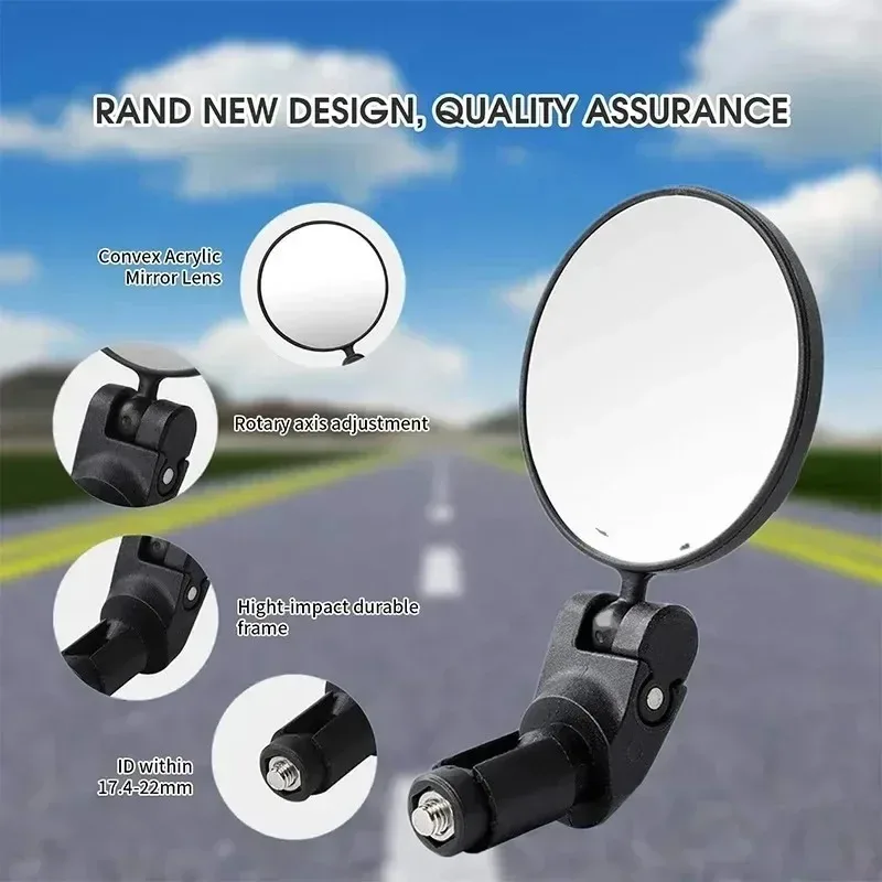 2PCS Universal Bicycle Rearview Mirror Adjustable Rotate Wide Angle Cycling Handlebar Rear View Mirrors for MTB Road Accessories image 5