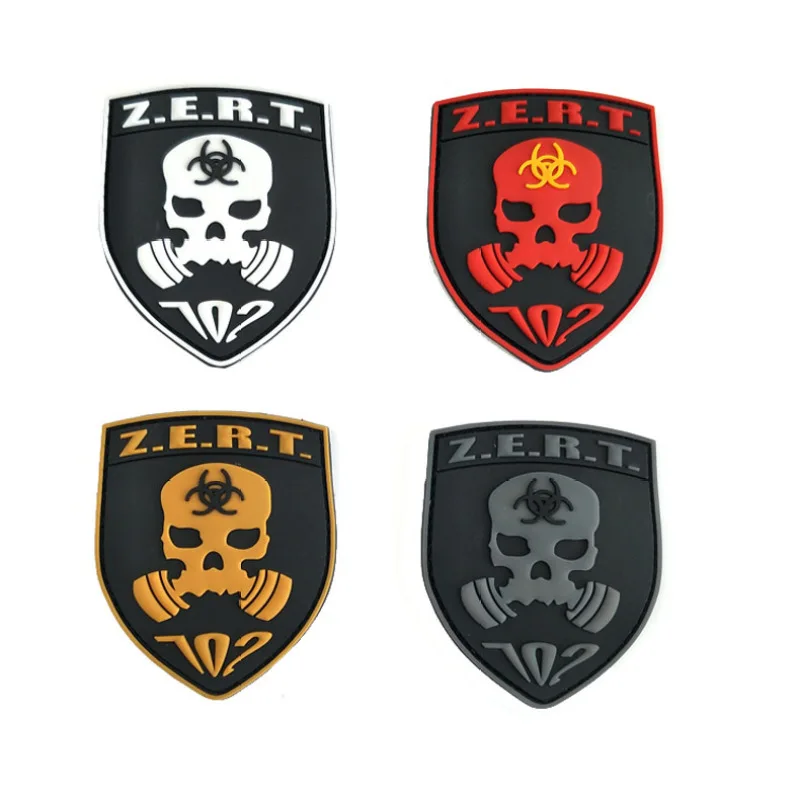 Zert Executive Team Gas Mask Patches PVC Hook and Loop Armband Military Badge Clothes Backpack Rubber Stickers Hat Appliques