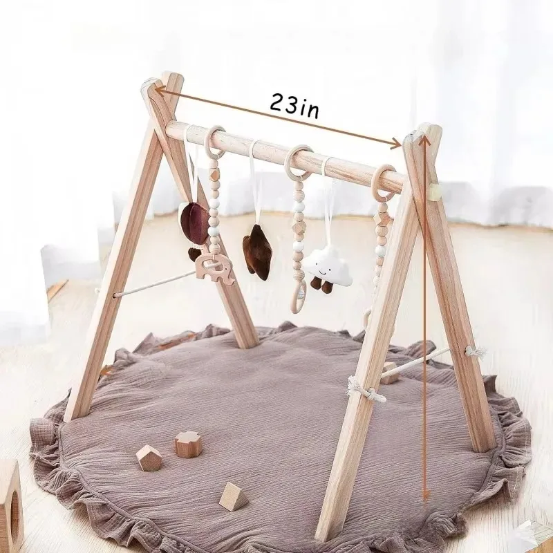 

DIY foldable wooden baby playroom, including a play mat and a suspended sensory toy baby play mat