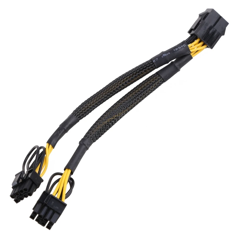 20cm GPU PCIE 8 Pin Female To Dual 2X 8 (6+2) Pin Male PCI for Express Power Adapter Braided Y-splitter Extension Cable