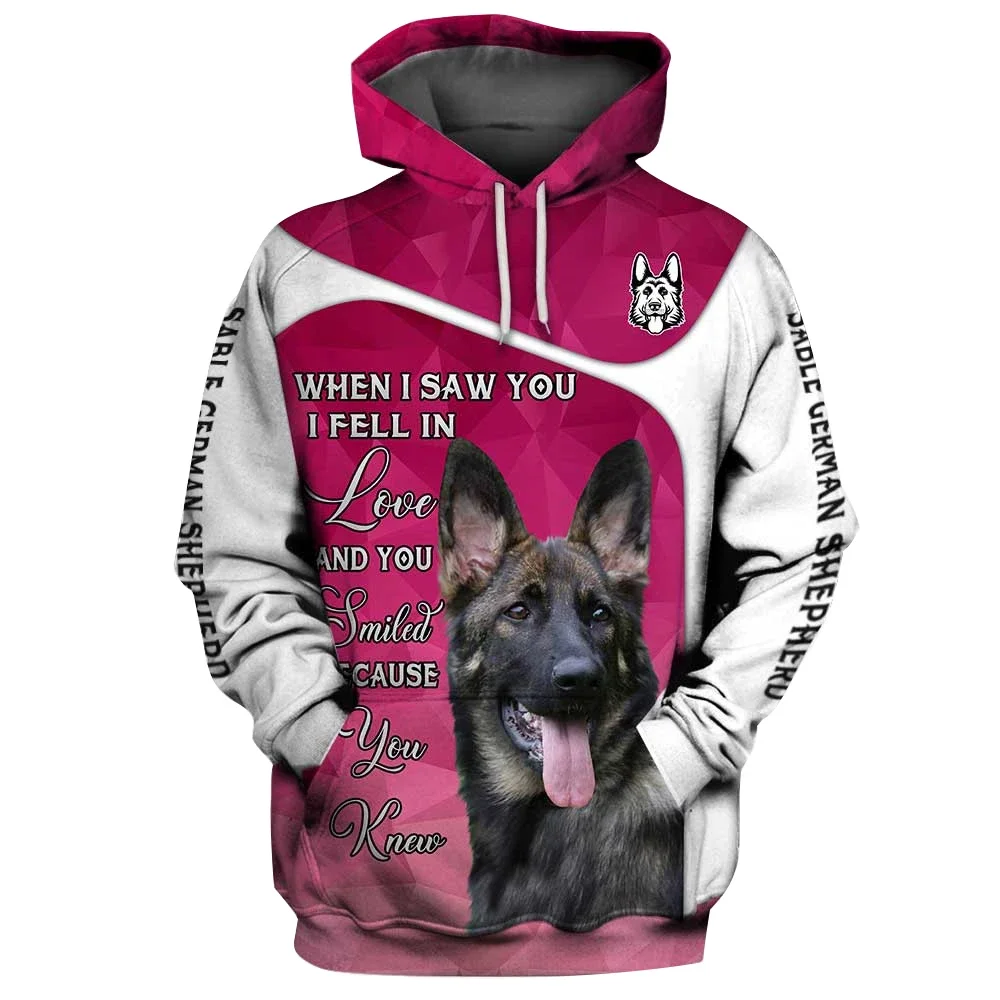 HX Lhasa Apso Hoodies 3D Graphic Fell In Love Animals Hoodies Pets Dog Pullovers Harajuku Tops Sweatshirts Men Clothing