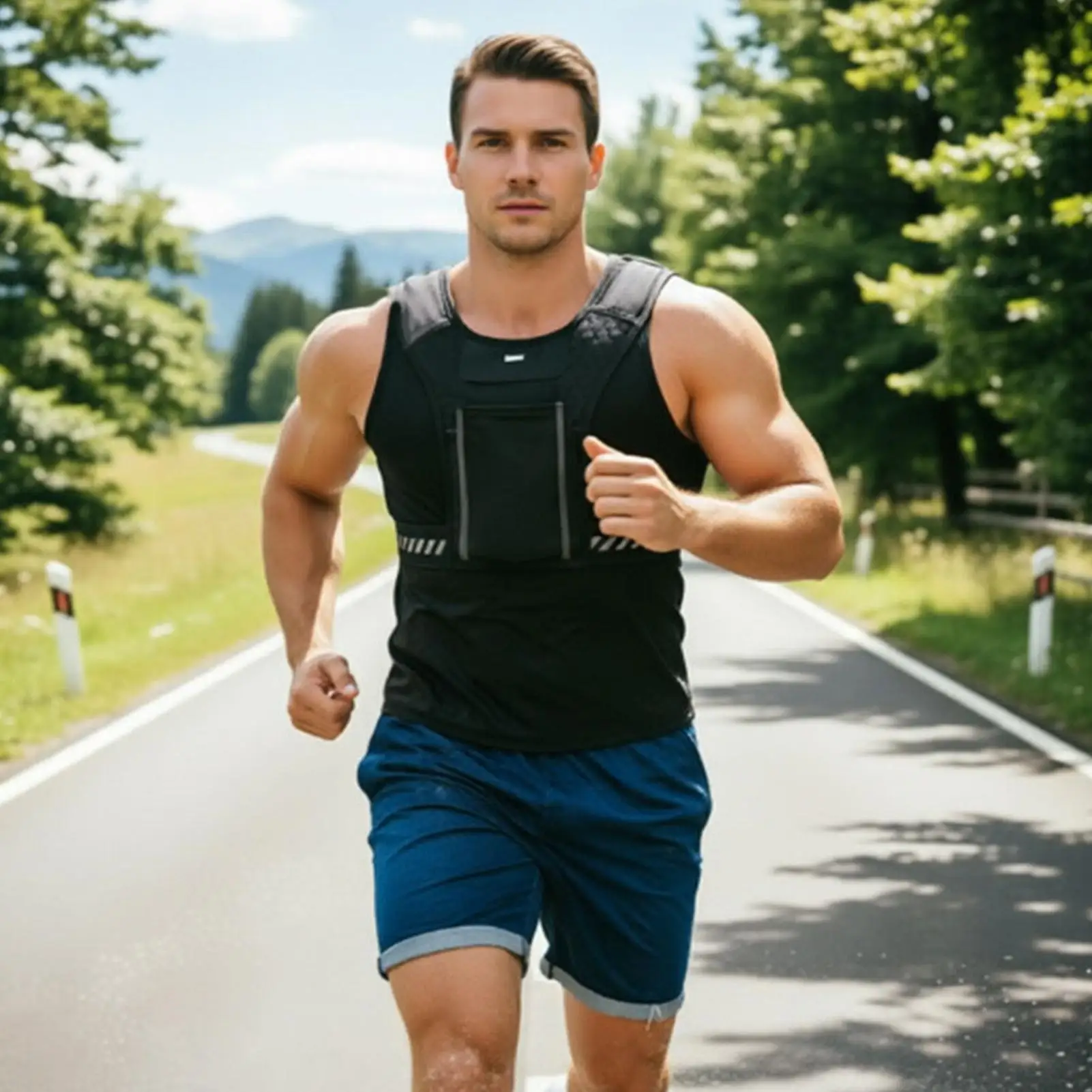 Running Vest Phone Holder With Pockets Reflective Lightweight Running Phone Holder Vest For Outdoor Cycling Night Running Hiking