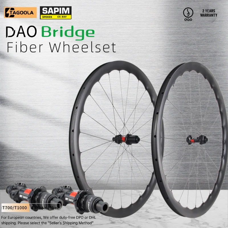 TAGOOLA DAO Bridge Carbon Road Bike Wheelset Disc Brake 700c DT240 Ratchet System 36T Hub Cxray Center Lock Road Bicycle Wheel