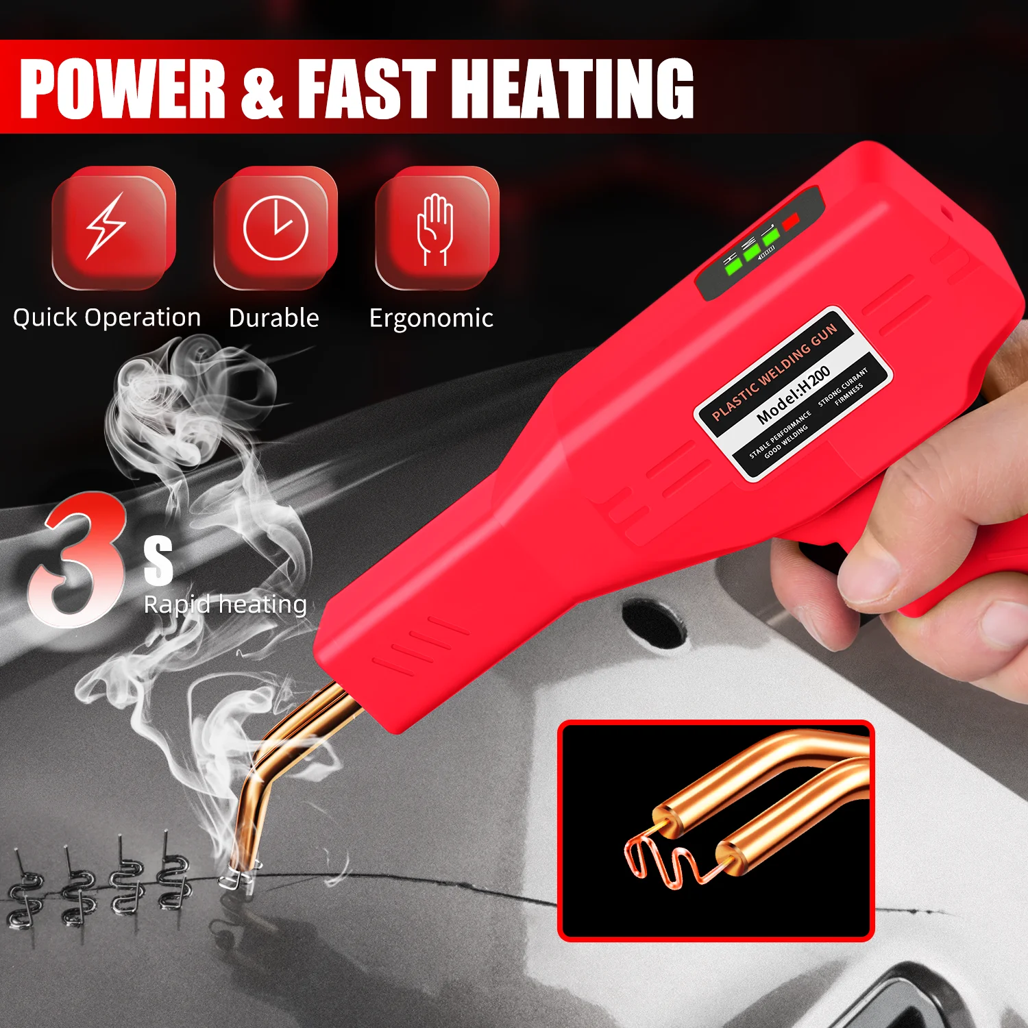 USB Rechargeable Plastic Welder Cordless Plastic Welder Hot Stapler Welder Gun Car Bumper Repair Tool Plastic Welding Gun