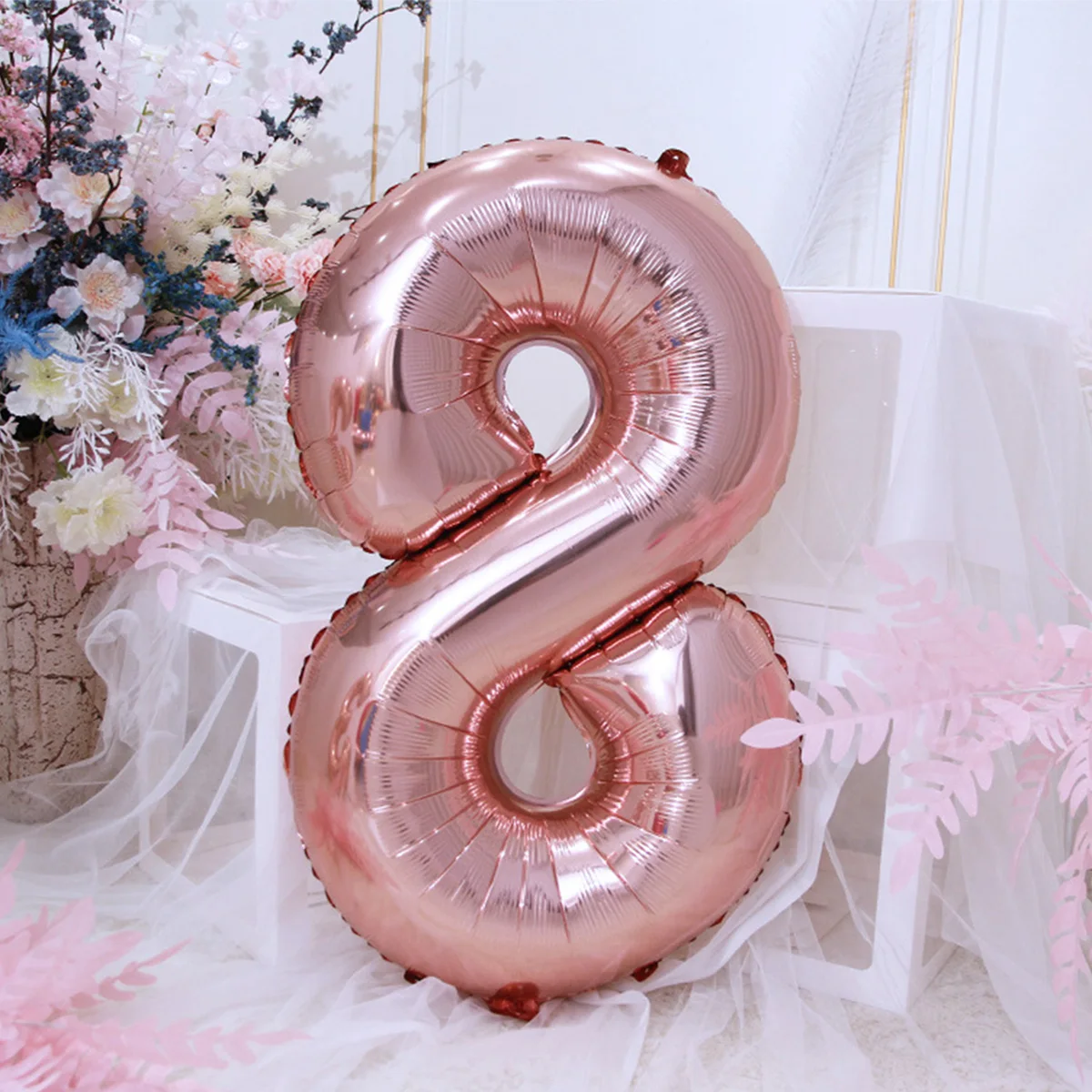 بالون رقمي من الذهب الوردي مقاس 40 بوصة لعام 2025 وذكرى الزفاف وحفلات التخرج وديكور حفلات رأس السنة