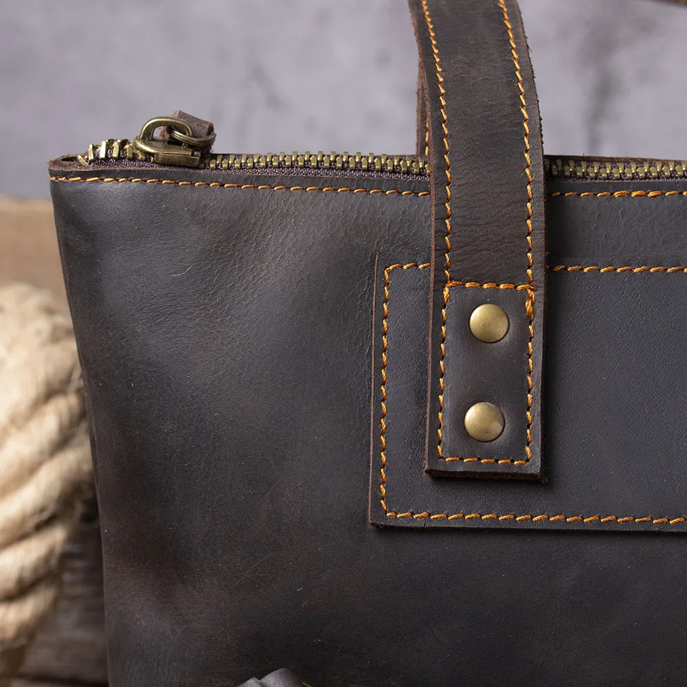 Vintage-Umhängetasche aus hochwertigem Leder für Herren, Aktentasche für Männer, Business-Handtasche, Laptoptasche – Detail 15