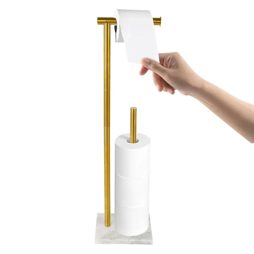 

Free Shipping-Toilet Paper Holder Stand with Weighted Natural Marble Base, Bathroom Free Standing Toilet Paper Roll Holder with
