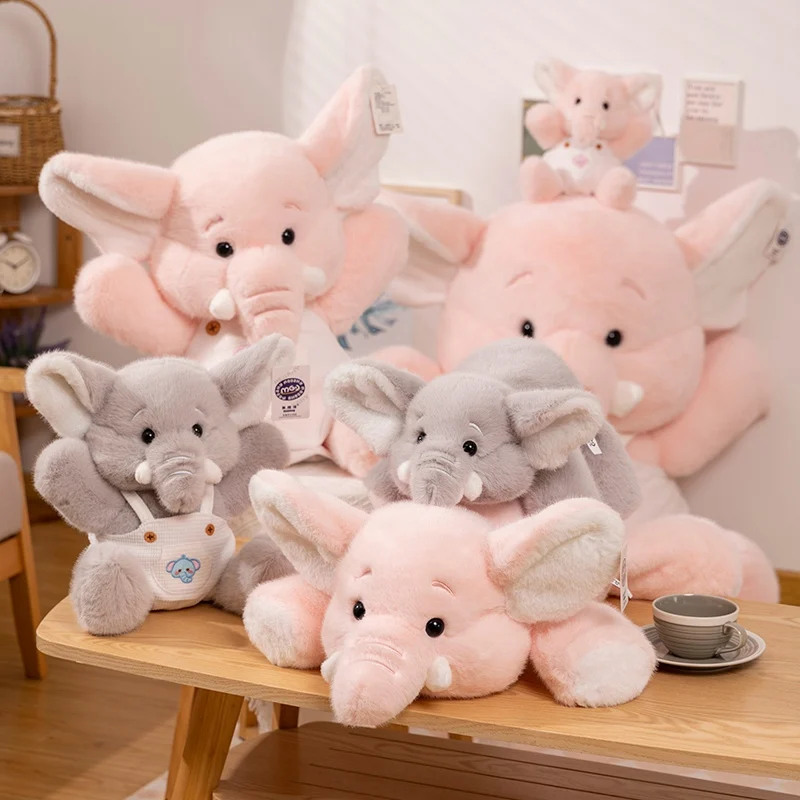 2 Color Super Soft Fluffy Stuffed Animals Plush Elephant Toy Cartoon Long Nose Elephants Doll for Kids Gift Baby Sleeping Pillow