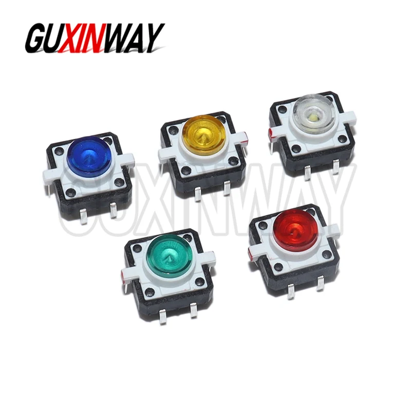 5PCS 12X12X7.3 Tactile Push Button Switch Momentary Tact LED 5 Color 12X12X7.3mm 12*12*7.3mm