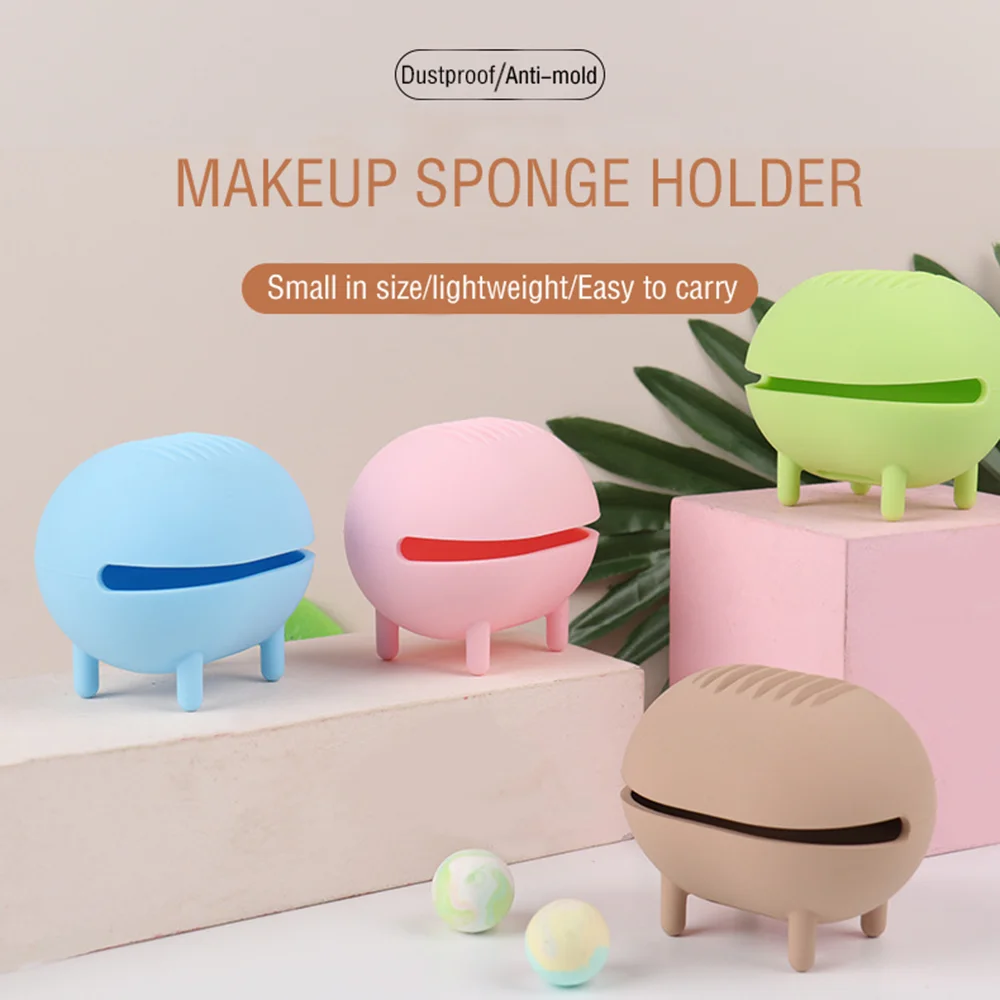 Silicone Makeup Sponge Holder Silicone Beauty Sponge Storage Box Egg Makeup Sponge Holder Stand Powder Puff Drying Holder