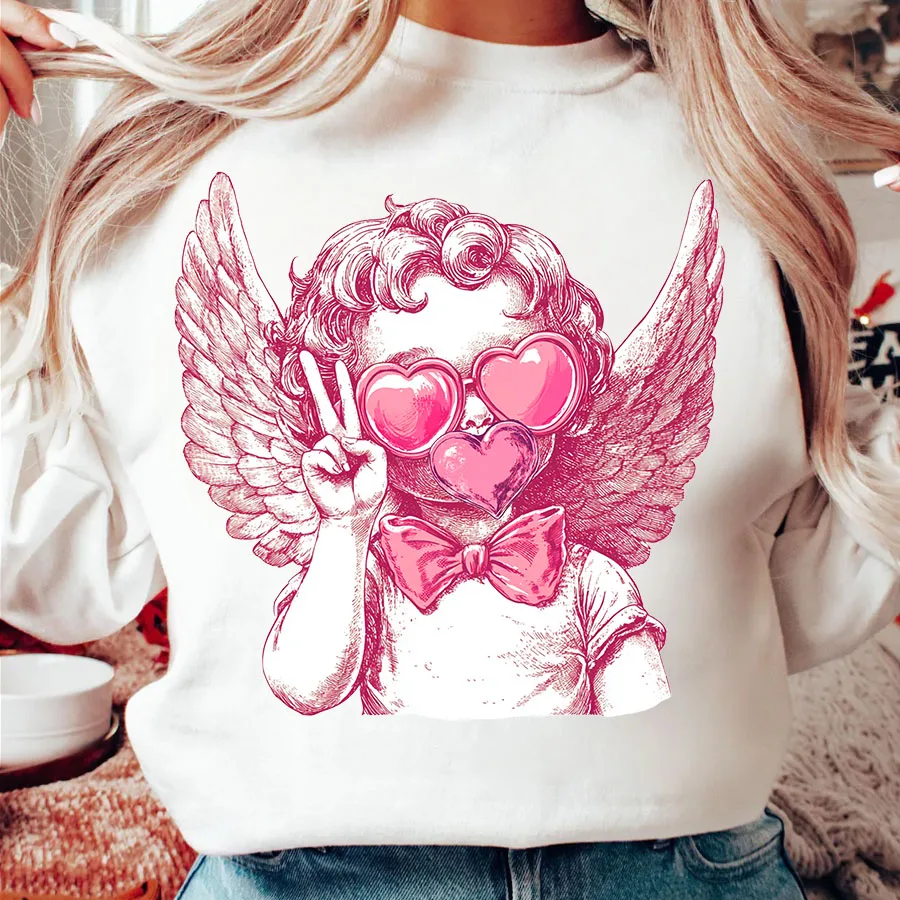 Día de San Valentín Cupido Ángel soplando burbuja amor DIY pegatinas de transferencia de calor termoadhesivas camisetas sudaderas bolsas decoración de ropa