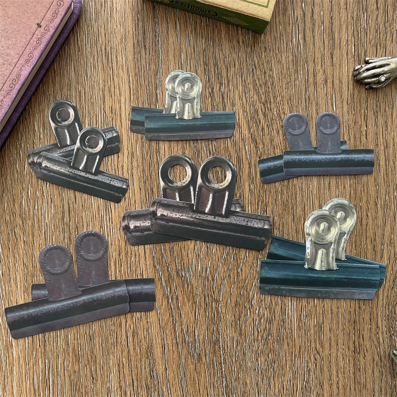 12 Pieces Vintage Metal Clip Stickers Junk Journal Ephemera Collage Antique Stickers TN Decoration Album Scrapbooking Material