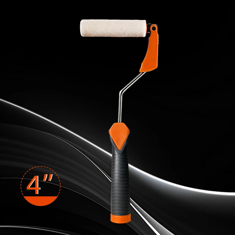 One-Key Disassembly Bracket 4' Mini Wool Paint Roller, No Dirty Hands, Internal Thread Soft Rubber Handle Design