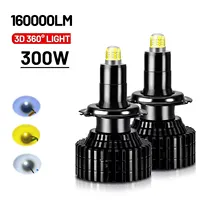 2 bombillas LED Canbus para faros de coche 3D 360 H7 160000 LM H11 H1 HB3 9005 HB4 9006 300W Luces antiniebla automotrices Turbo Mini lámpara