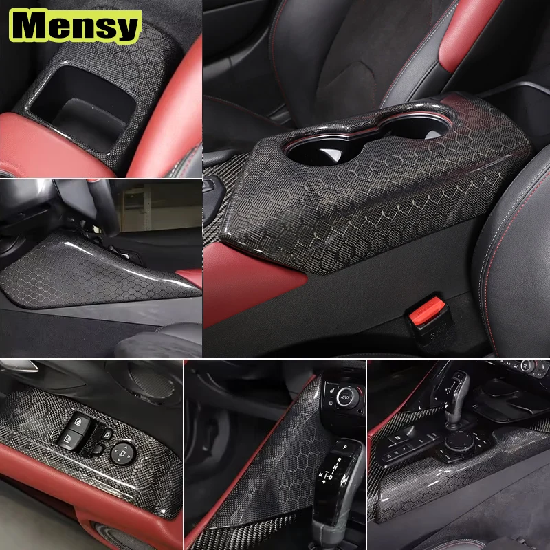 

Для Toyota Supra MK5 A90 2019-2024 сотовая центральная консоль из углеродного волокна, панель переключения передач, наклейка на подъемник окна, автомобильные аксессуары