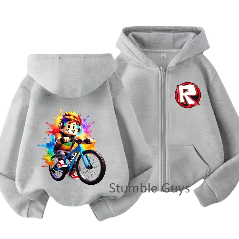 

Детская спортивная толстовка на молнии Roblox, весенняя теплая игровая одежда с рисунком аниме для мальчиков, повседневная одежда для девочек