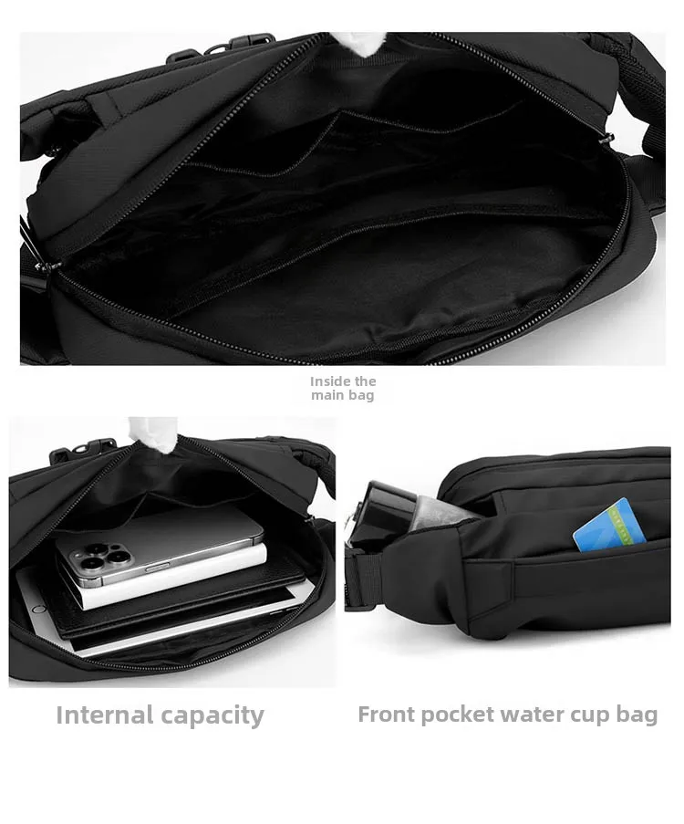 Diaphragm Chest Bag, Men's Waist Bag, Water-resistant Single Shoulder Chest Bag, Capacity Commuting Backpack, Diagonal Cross Bag