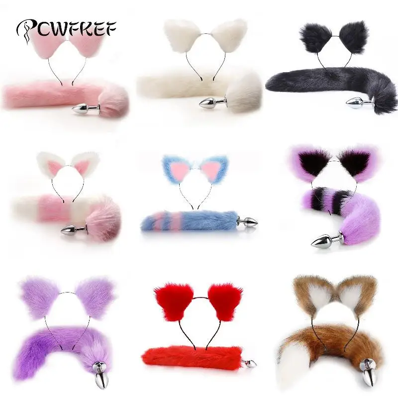 Sexy Fox Metal Butt Plug Tail With Hairpin Kit Tail For Couple Cosplay