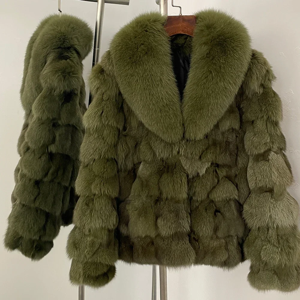 معطف فرو حقيقي من الفرو الطبيعي للنساء معاطف سميكة جديدة من فرو الثعلب الحقيقي لخريف وشتاء 2025 معطف فرو قصير دافئ ملابس للسيدات سترات #3