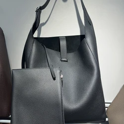 Genuine Leather Bucket Bag High Quality Leisure Soft Shoulder Underarm Woman Top Layer Leather Fashion Versatile Texture Nested