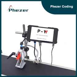 Phezer PW1 Label Printer QR Bar Batch Code Date Number Logo Expiry Date TIJ 12.7/25.4mm Online Inkjet Printer Thermal Office