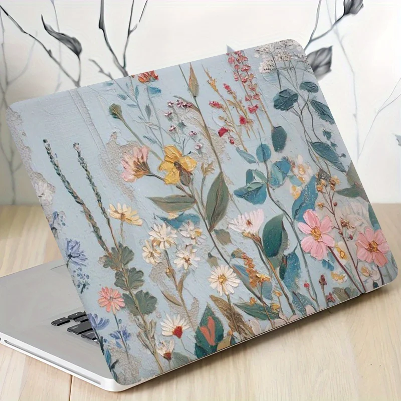 Pack of 3, 1 spare, worry-free flower pattern computer light beige protective sticker, scratch-resistant and wear-resistant,