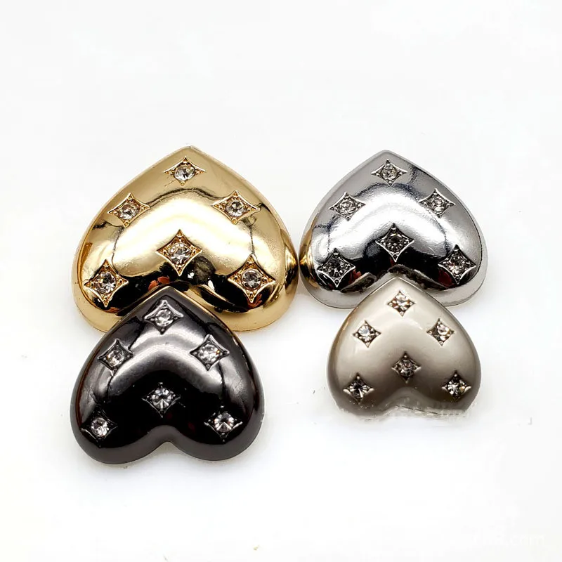 6PCS Love Design Metal Rhinestone Button For Coat Sewing Accessories Scrapbooking Clothing Craft Handmade Diamond Buttons