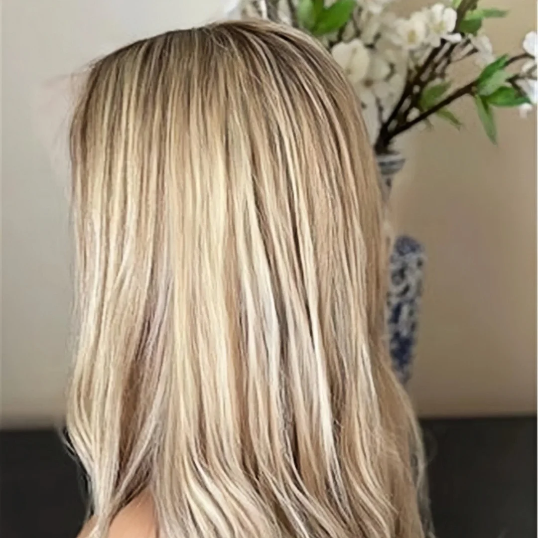 HD Lace Wig for Women 24Inch Wave Natural Ombre Blond Pre-Plucked Transparent Lace Frontal Versatile Hair Wig