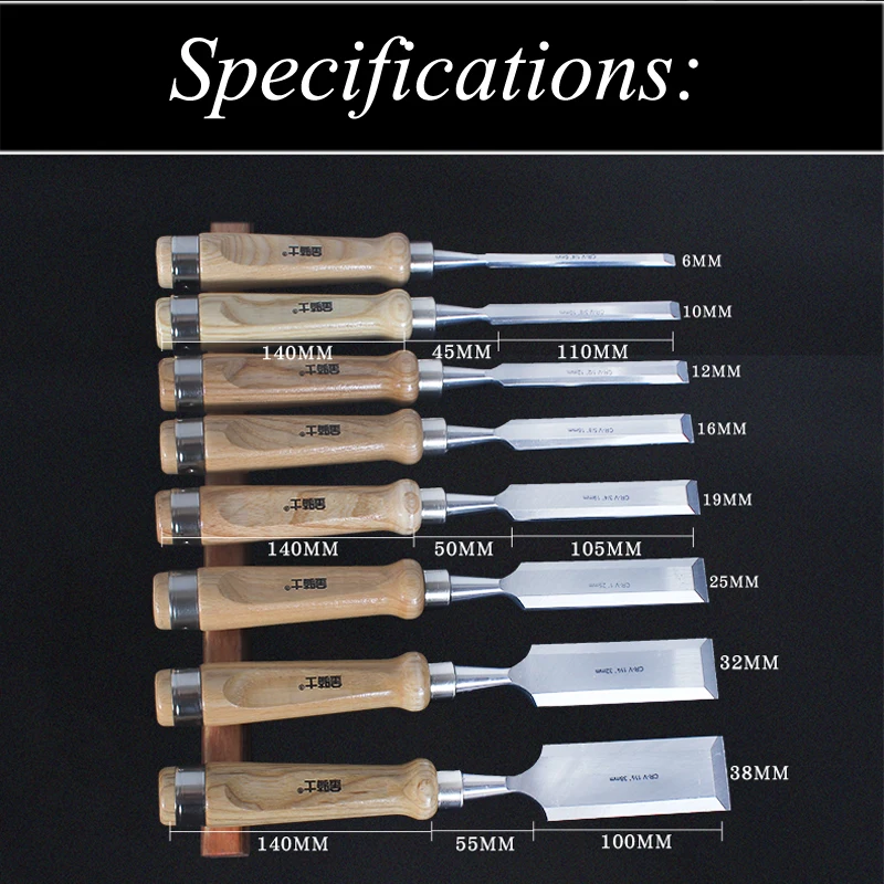 

Wood Chisel Woodworking Chisel Flat Shovel Steel Knife Flat Blade Semi-circular Chisel Carpenter Tool Set 006