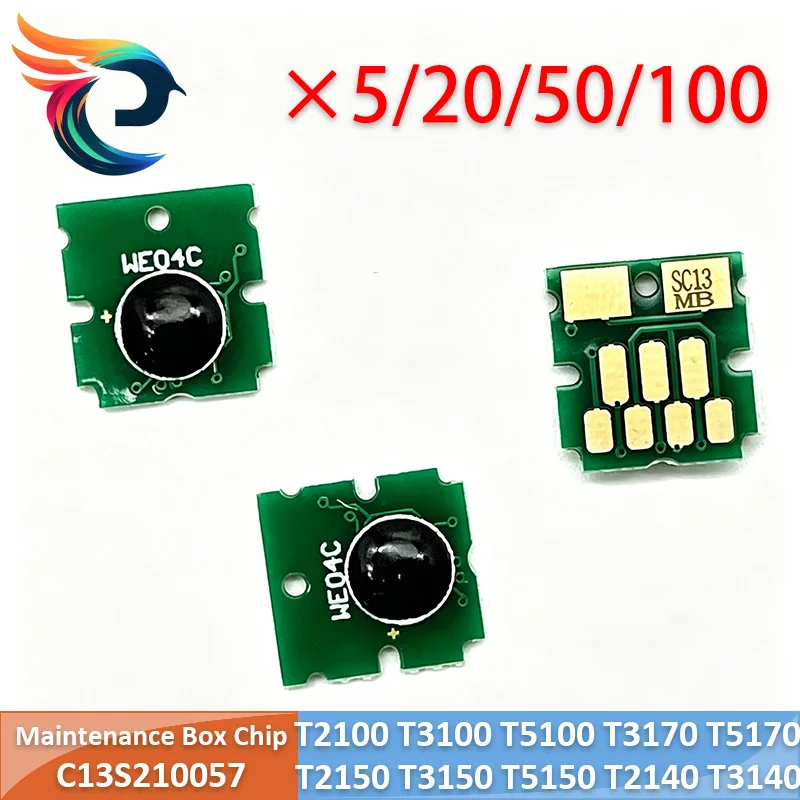 Chip de caja de mantenimiento C13S210057 F500 F570 F571 F551 F540 para Epson T2100 T3100 T5100 T3170 T5170 T2150 T3150 T5150 T2140 T3140