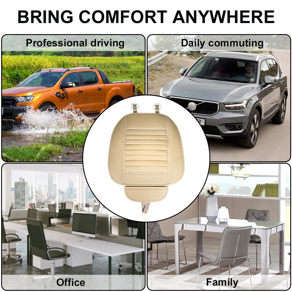 

Universal Car Seat Cover Non-slip PU Auto Protector Seat Support Case Waterproof Front Seat Cover (Beige)