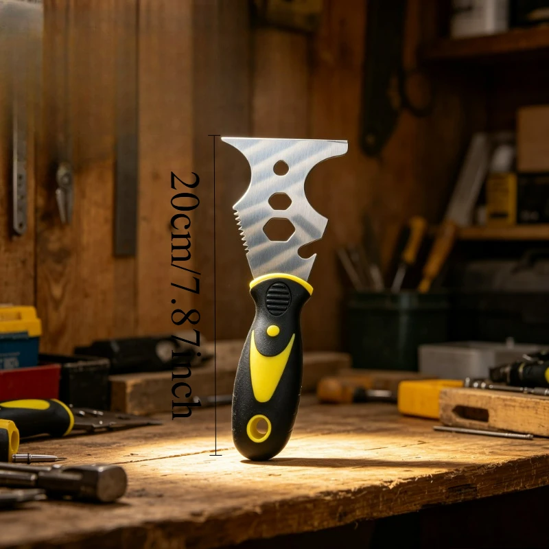 Multitool Paint Scraper with Serrated Edges, Ergonomic Handle & Metal Blade - Durable Construction for Efficient Paint Removal