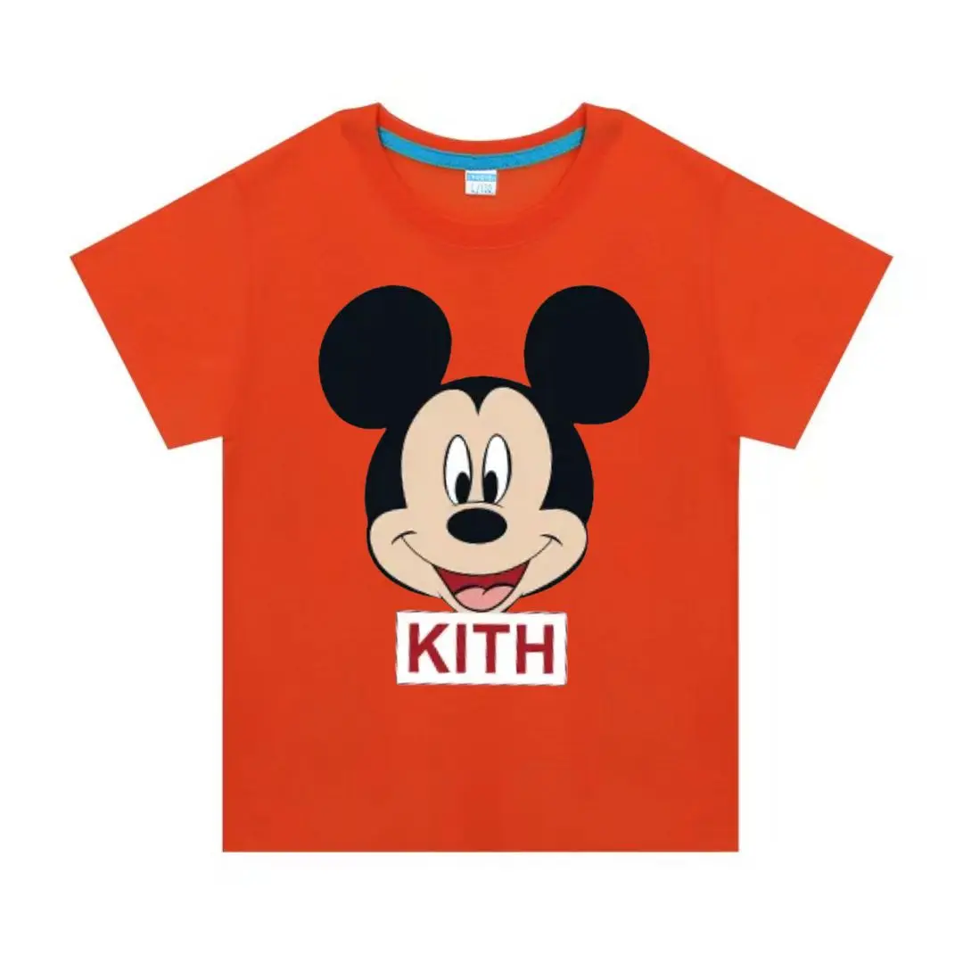 Children pure cotton Short Sleeve T-shirt Cartoon Cute KITH Anime Pattern Kids Clothing Boy Baby Cotton Tees for 2-9 Years Child