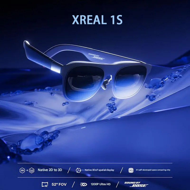 XREAL 1S AR Smart Glasses 500" HD Screen 3DoF Space Hovering Native 2D to 3D For iPhone Mac Switch PS5 Game Private Cinema new