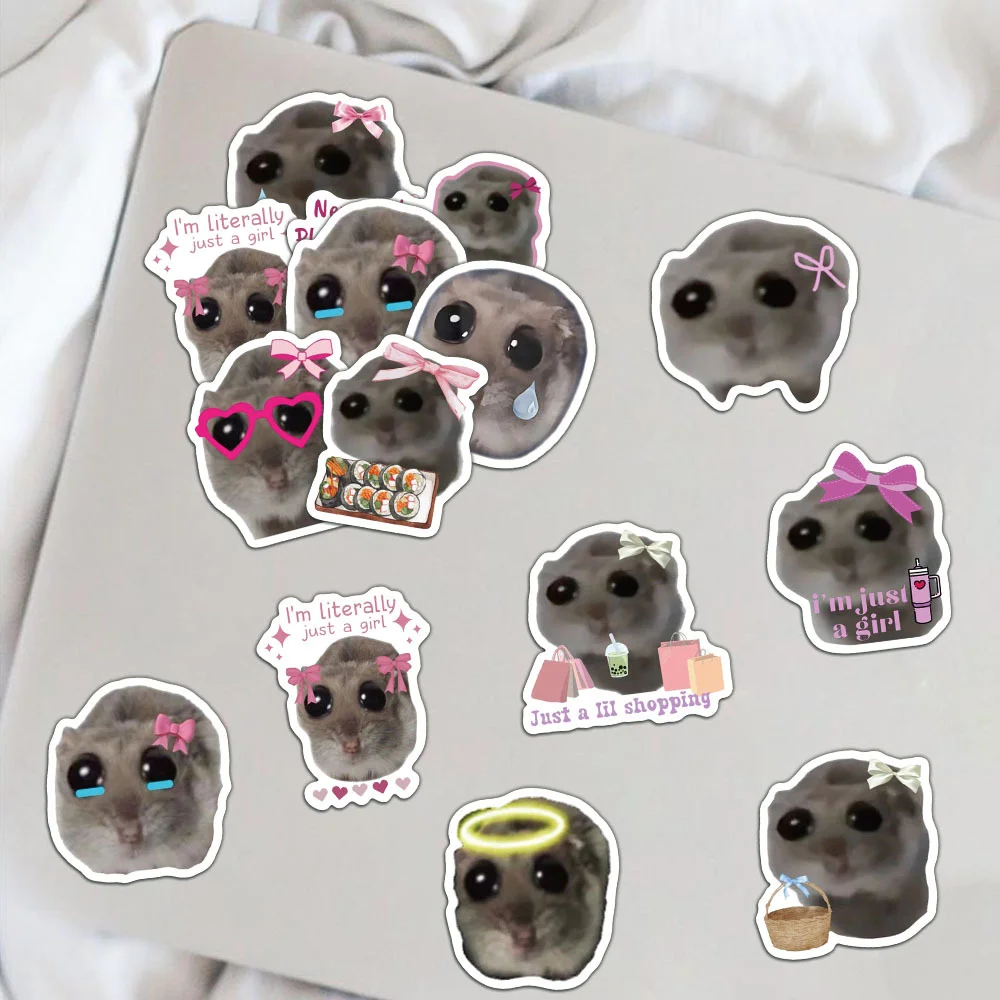 56 buah stiker Meme Hamster sedih lucu hanya stiker grafiti anak perempuan stiker tahan air koper Laptop gitar ponsel DIY