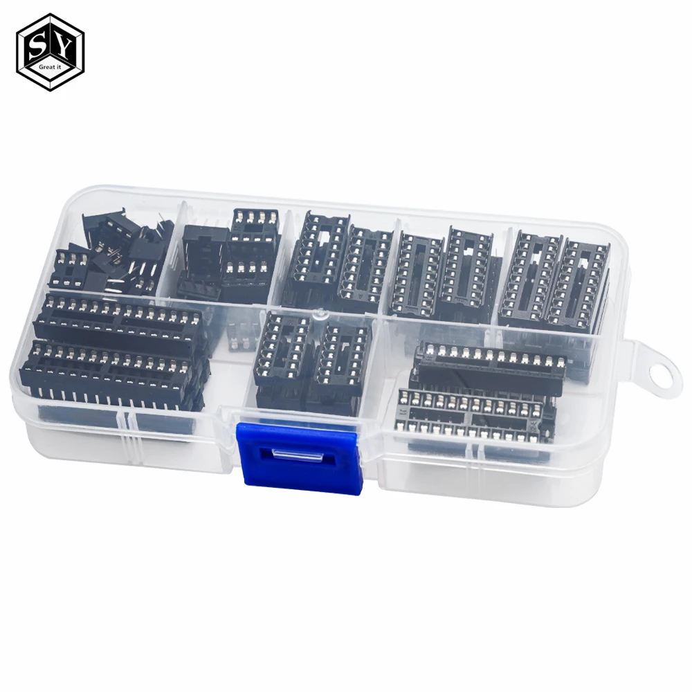 BAISHUN  66PCS/Lot DIP IC Sockets Adaptor Solder Type Socket Kit 6,8,14,16,18,20,24,28 pins New