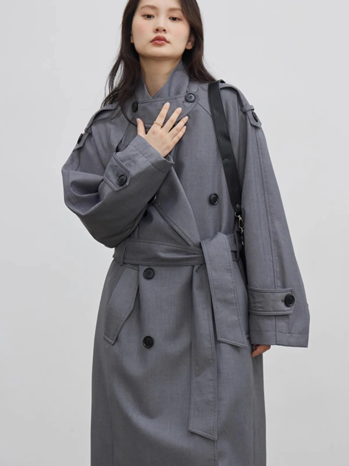 Mauroicardi Spring Autumn Long Khaki Trench Coat for Women Double Breasted Loose Casual Korean Fashion Luxury Designer Overcoat