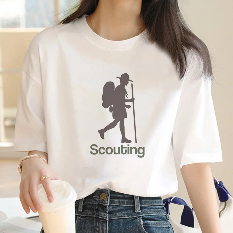 scouting clothes female y2k clothes couple  ulzzang print white crop top clothes graphic tees women vintage