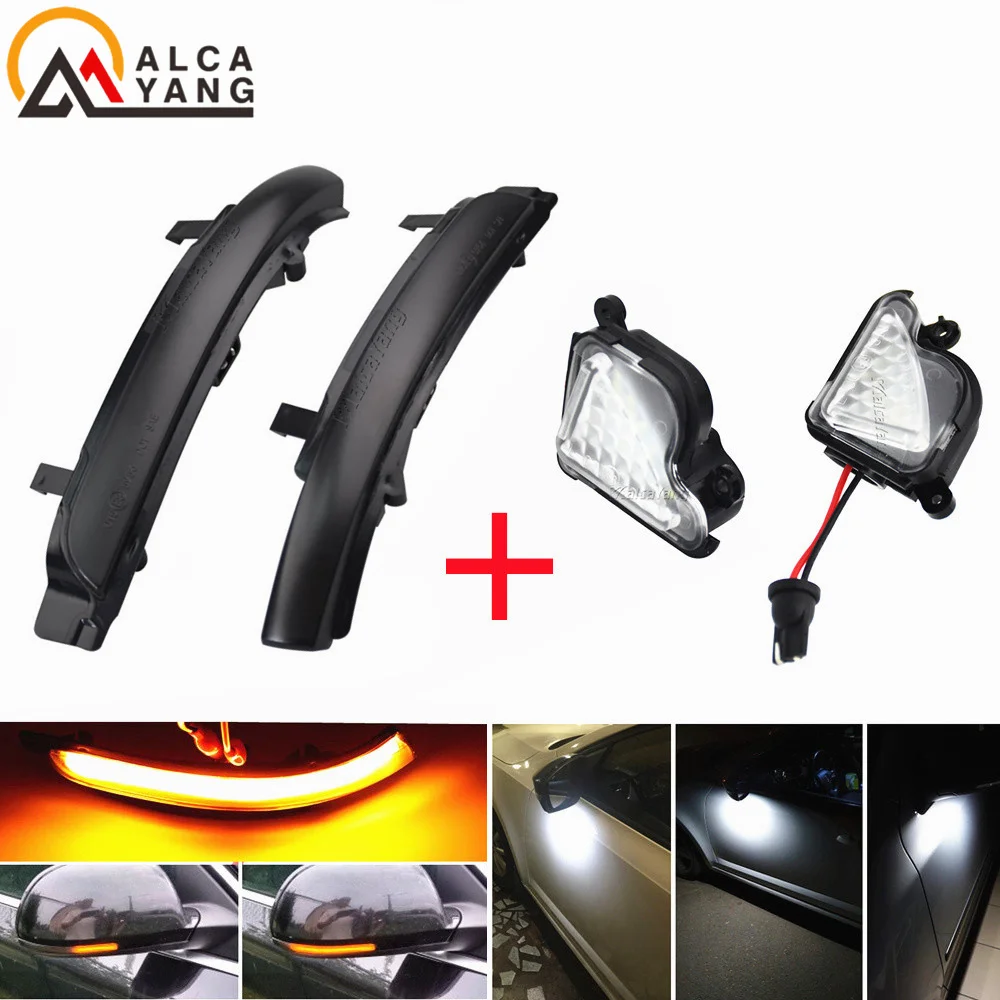 

Puddle Lamp & Scroll Flashing Lamp Dynamic Blinker LED Turn Signal Mirror Light For Skoda Octavia 2 MK2 II A5 SuperB B6 3T