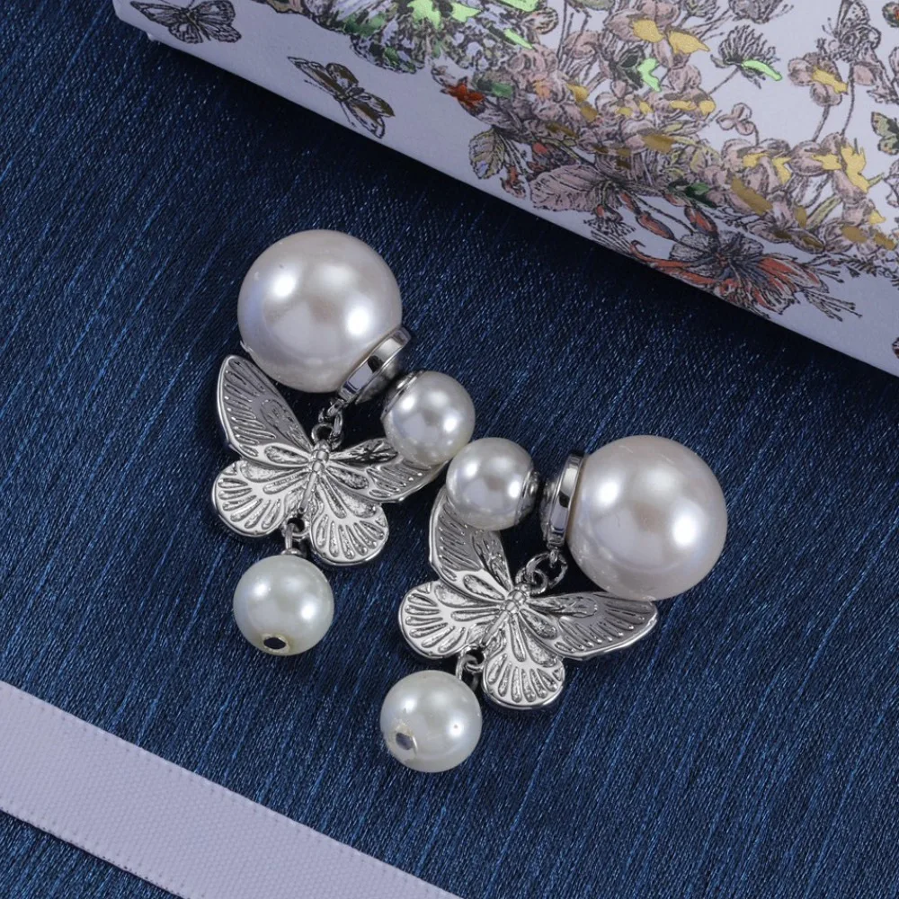Butterfly Pendant Earring Classic Designer Jewelry Fashion Pearl Butterfly Design Jewelry Luxury Women's Earrings Christmas Gift