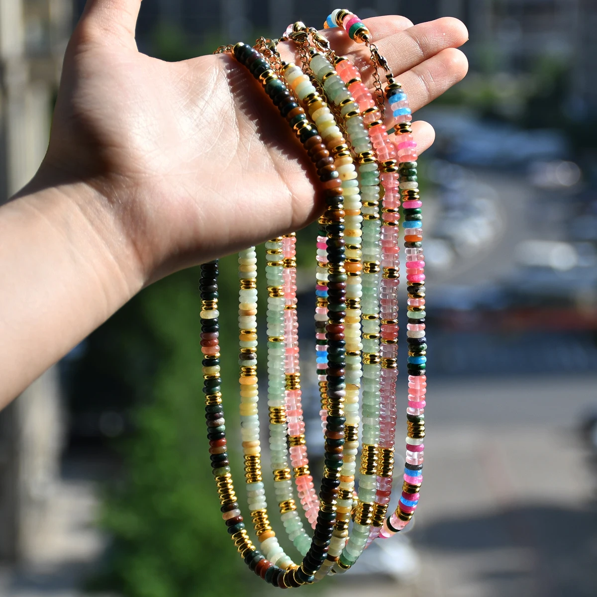 Colorful Natural Stone Beaded Necklace Bohemian Women\'s Fashionable Sweet And Personalized Handmade Jewelry Festvial Party Gift