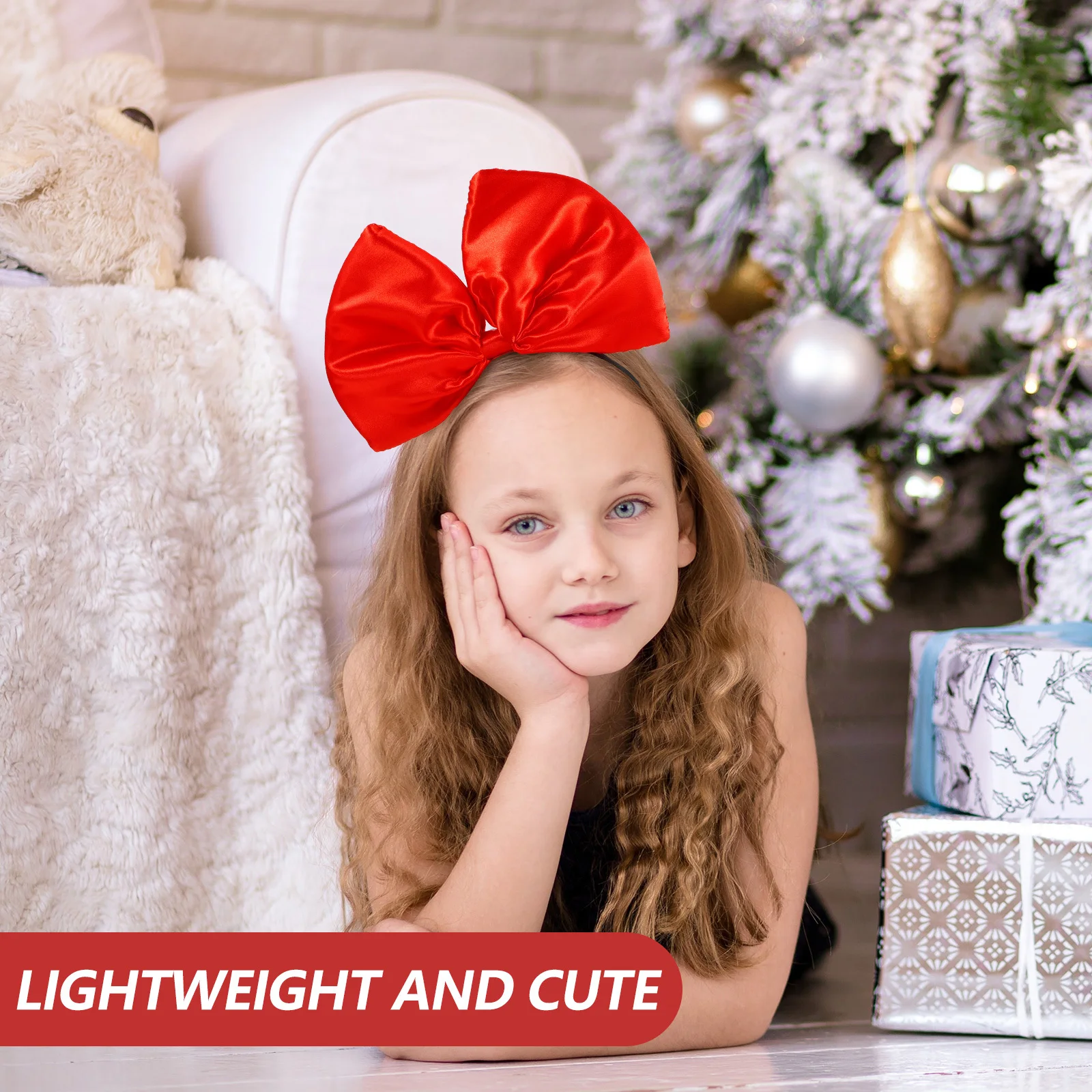 

Oversized Bowknot Headband Red Hair Hoop For Women Lightweight Party Accessory Christmas Carnival Costume Event Decor