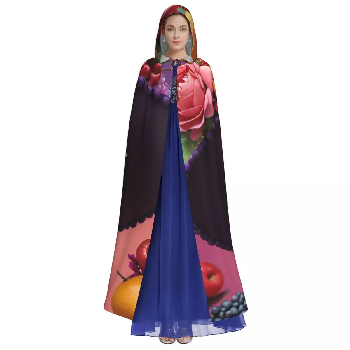 يوم الموتى السكر الجمجمة المكسيكي فتاة طويلة مقنعين عباءة الساحرة القرون الوسطى زي تأثيري كيب HalloweenParty الكبار للجنسين