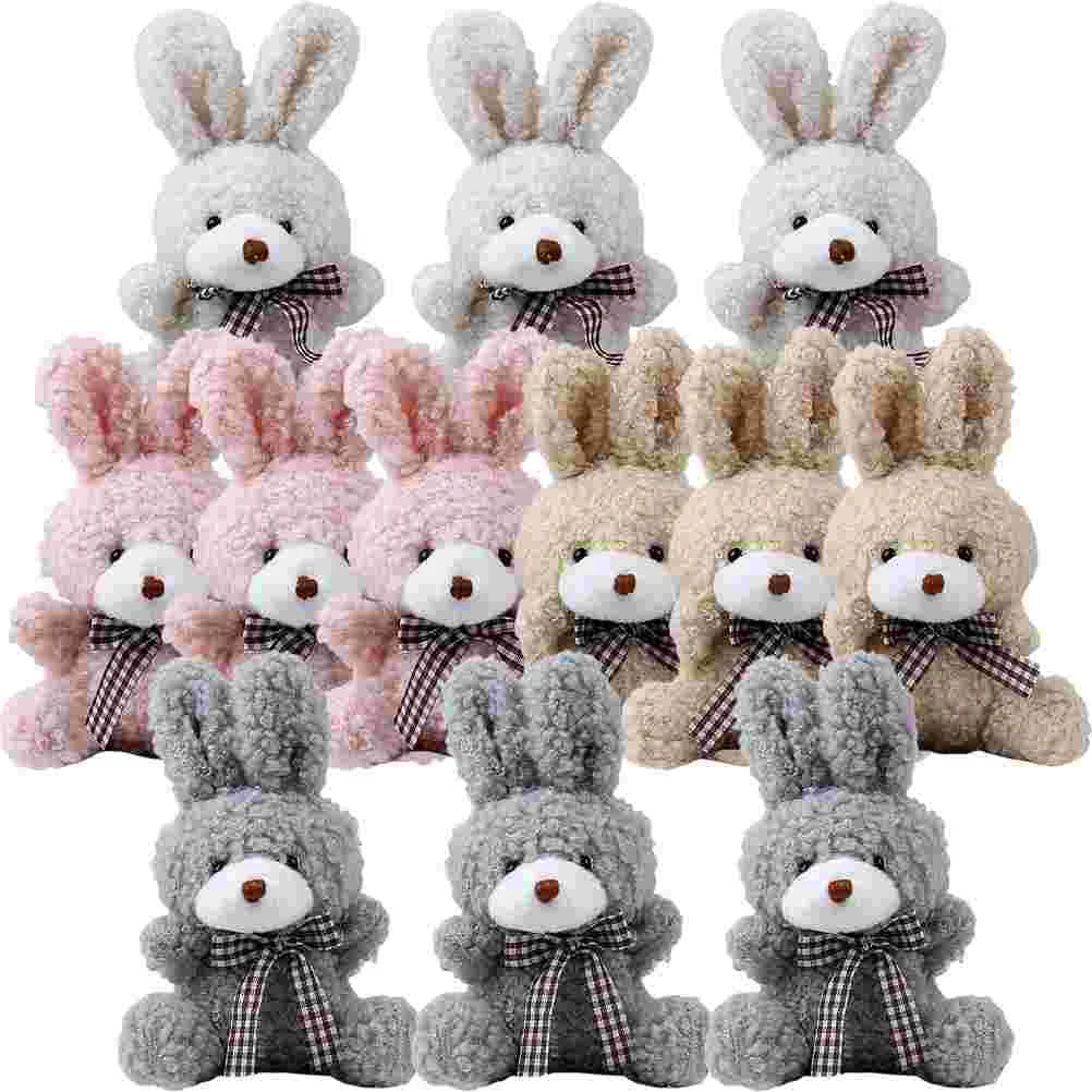 Porte-Clés en Forme de Lapin en Peluche, Anneau en Coton PP, Cadeaux de ixpour Enfant, 12 Pièces