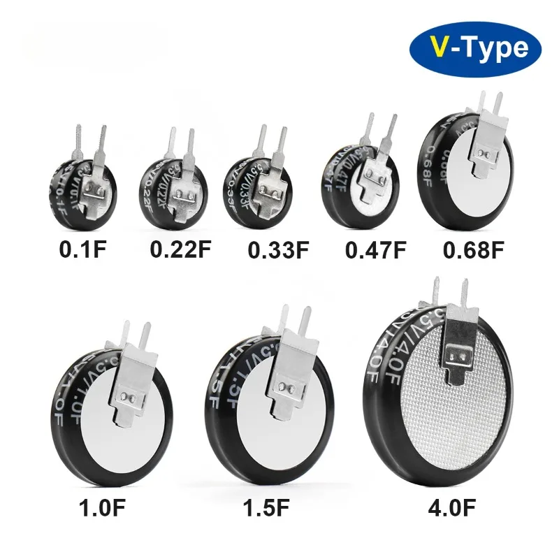 

10PCS 5.5V Super capacitor 0.1F 0.22F 0.33F 0.47F 1F 1.5F 4.0F V-type C-type H-type Button Farad