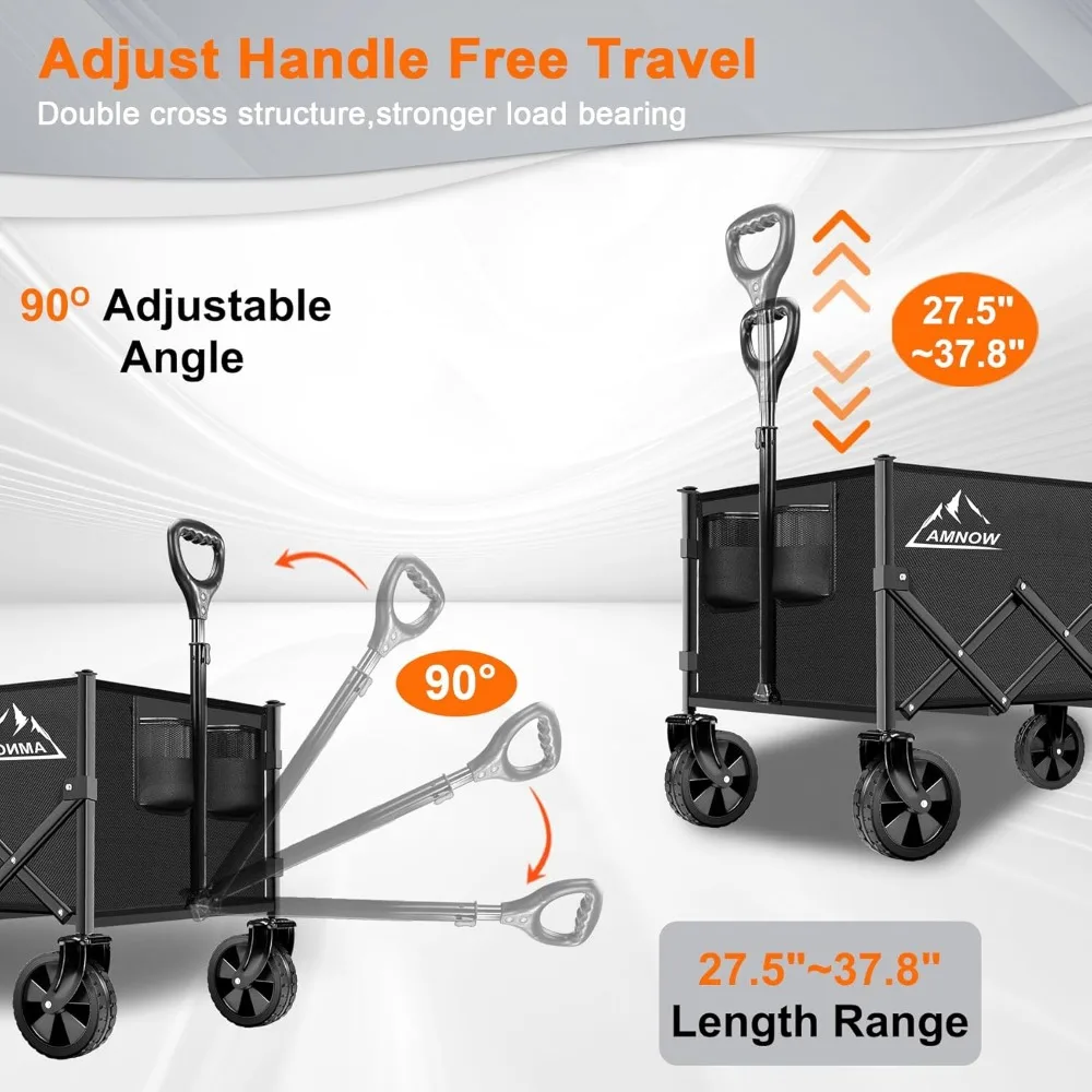 Carro plegable de 350 libras con ruedas todo terreno, carro utilitario de gran capacidad para jardín, compras, camping