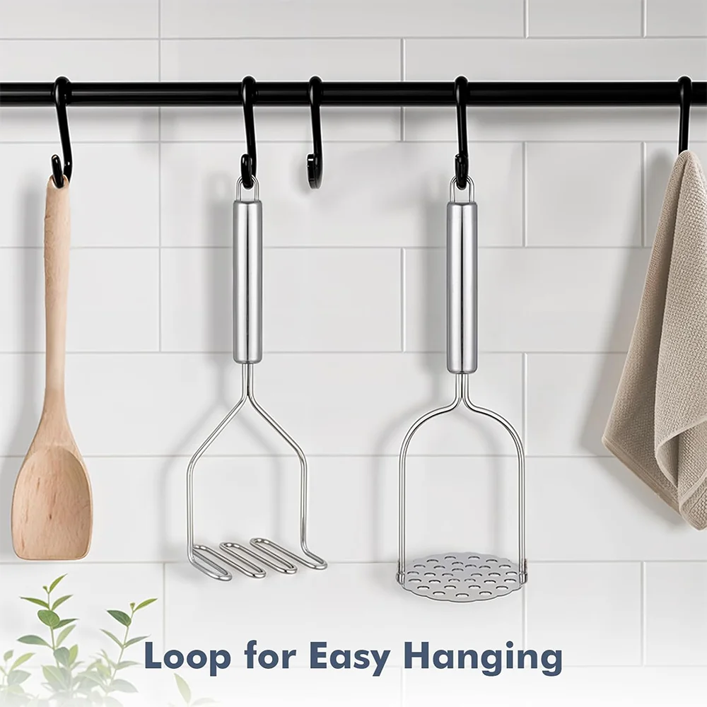 2 قطعة/المجموعة دائم الفولاذ المقاوم للصدأ موجة البطاطس مهروسة مع قبضة الراحة دليل كسارة الطعام أداة الطبخ اكسسوارات المطبخ