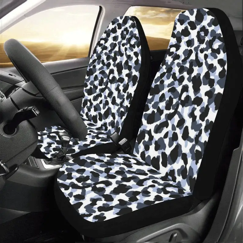 

Leopard Car Seat Covers for Vehicle 2 pc, Animal Print Cheetah Pattern Front Seat Covers, Car SUV Gift Her Protector Accessory D