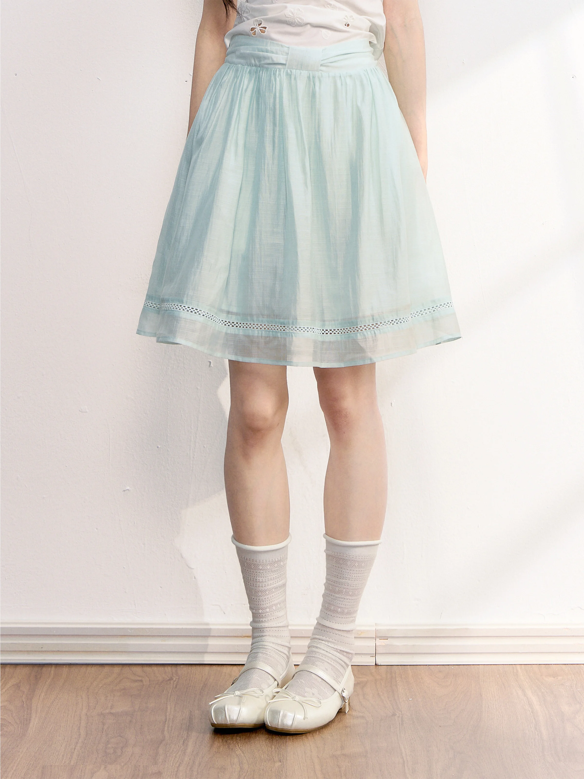 Girls A-Line  Skirt High Waist  Knot Versatile Strawberry Bubble Half-length Slimming Skirt for Casual Daily Wear